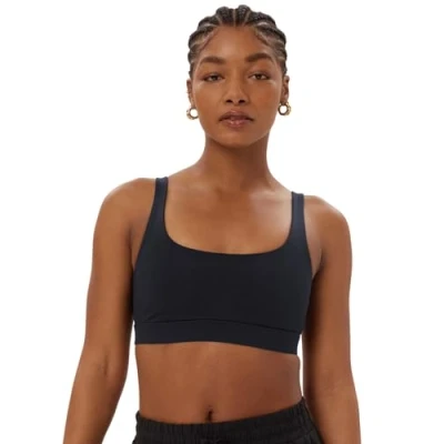 Image of Girlfriend Collective Women&#039;s Andy Split Strap Sports Bra, black, L