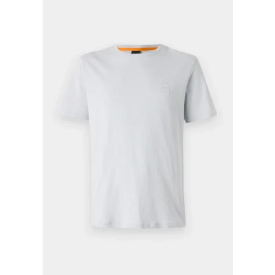 Image of BOSS Mens Tales Cotton Jersey T Shirt with Logo Patch, 053light/pastel grey, S