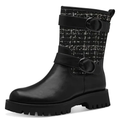 Image of Tamaris Cowboy/biker ankle boot black, Women&#039;s, Size: 6.5, Black Imitation leather/ textile