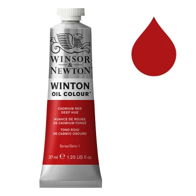 Image of Winsor &amp; Newton 37ml Winton Oil Colour Tube Cadmium Red Deep Hue,1414098