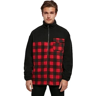 Image of Urban Classics Light jacket, Men&#039;s, Size: XL, Black/redcheck