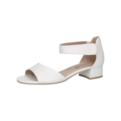 Image of CAPRICE Damen Sandalen mit Absatz aus Leder Riemchen, Weiß (White Nappa), 38.5 EU