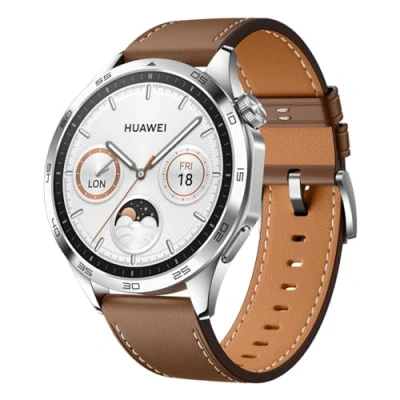 Image of Huawei Watch GT 4 46Mm Silver (Bruine Leren Strap)