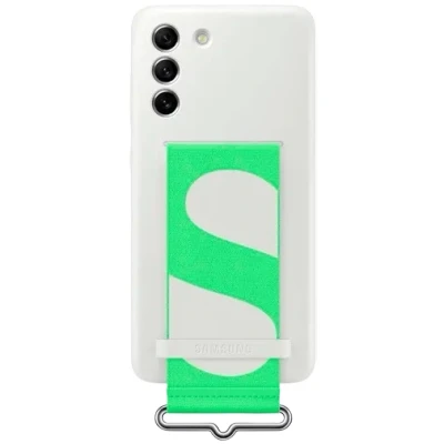 Image of Samsung Silicone Back Cover With Strap White Galaxy S21 FE