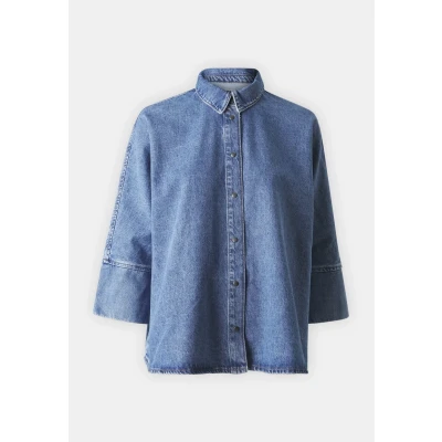 Image of ONLY Onlgrace Buttondown blouse, Women&#039;s, Size: Medium, Medium blue denim