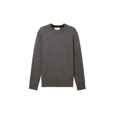 Image of TOM Tailor Denim Basic Crewneck Jumper, Men&#039;s, Size: Small, Grey tonal mouline