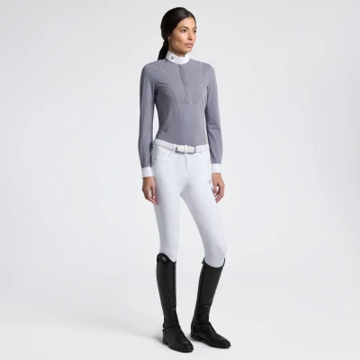 Image of Cavalleria Toscana Ladies CT Stripes Show Shirt Long Sleeves Navy UK6 Shirts Horse &amp; Equestrian