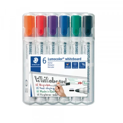 Image of STAEDTLER 351 WP6 1 Lumocolor Whiteboard Marker Bullet Tip Assorted Colours (Pack of 6)
