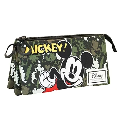 Image of Disney Mickey Mouse Surprise FAN Triple Pencil Case, Military Green, 23 x 11 cm, One Size, Case