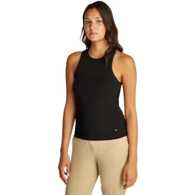 Image of Tommy Hilfiger SLIM TANK Top, Women&#039;s, Size: XS, Black