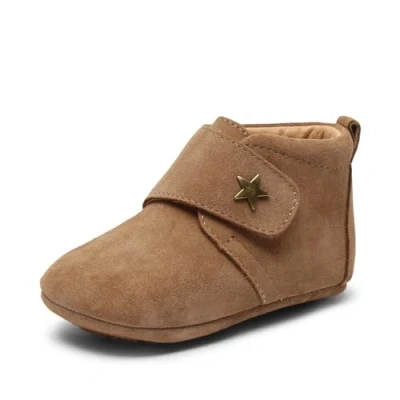 Image of Bisgaard BABY STAR Unisex First shoes for kids, Size: 5K, Camel Suede