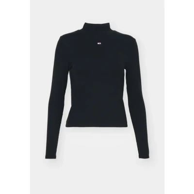 Image of Tommy Jeans Essential MOCK NECK Long sleeved top, Women&#039;s, Size: XXS, Black