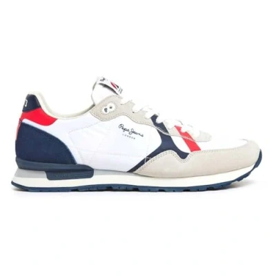 Image of Pepe Jeans BRIT ROAD Trainers, Men&#039;s, Size: 9, White Leather and textile
