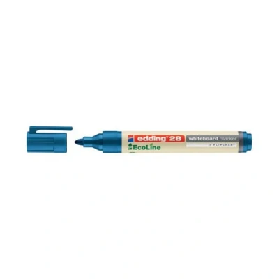 Image of edding 28 Ecoline whiteboard marker blue box of 10 pens round tip 1.5 3 mm pen dry wipe for whiteboards, flipcharts, pinboards, memo boards sketchnotes refillable
