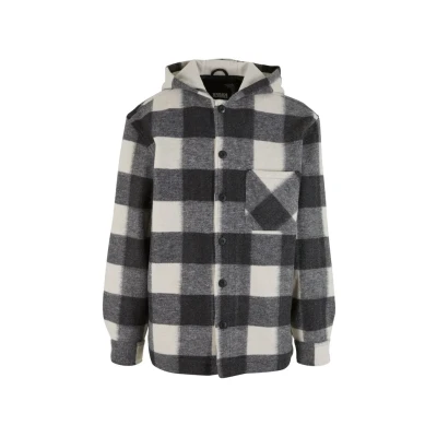 Image of Urban Classics BIG Check WITH HOOD Summer jacket, Men&#039;s, Size: Large, Whitesand black