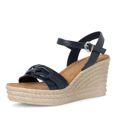 Image of Marco Tozzi High heeled sandals, Women&#039;s, Size: 7, Navy Leather