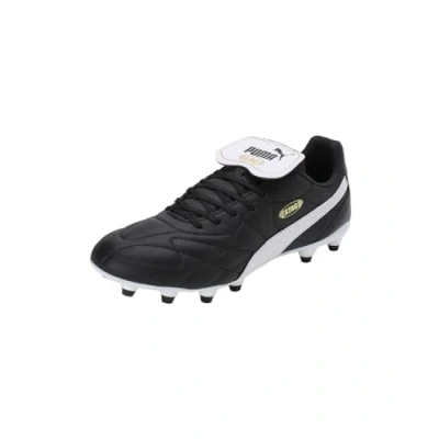 Image of Puma Unisex&#039;s King Top Fg/Ag Soccer Shoe, Black White Gold, 6.5 UK