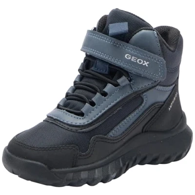 Image of Geox Simbyos BOY ABX Classic ankle boots for kids, Size: 7K, Avio/black Imitation leather/ textile