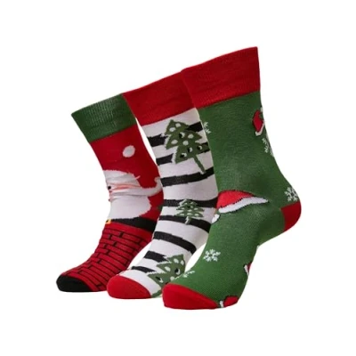 Image of Urban Classics Stripe Santa Christmas 3PACK Socks, Men&#039;s, Size: 2.5 5, Multicolor
