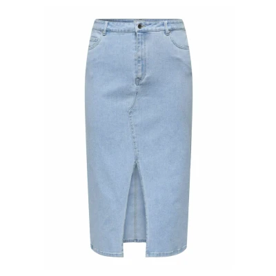 Image of CARMAKOMA Women&#039;s Carsiri Front Slit Skirt DNM Gua Noos Midi, Light Blue (Light Denim), 16