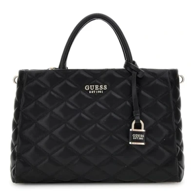 Image of Guess Tamsin Society Satchel Handbag, Women&#039;s, Size: One Size, Black