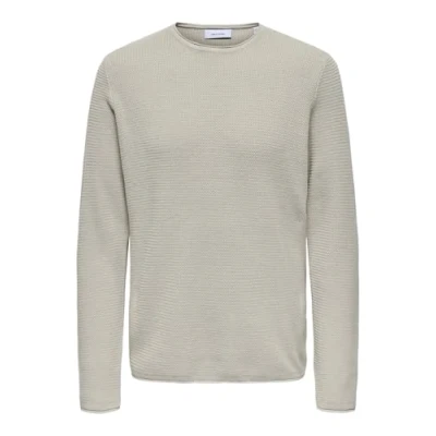 Image of Only &amp; Sons Normal Geschnitten Rundhalsausschnitt Jumper, Men&#039;s, Size: Small, Beige
