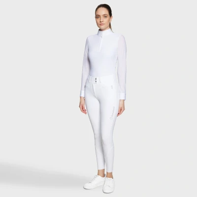 Image of Samshield Ladies Clara Nova Crystal Fabric Breeches High Rise Full Grip White UK4 Horse &amp; Equestrian Riding