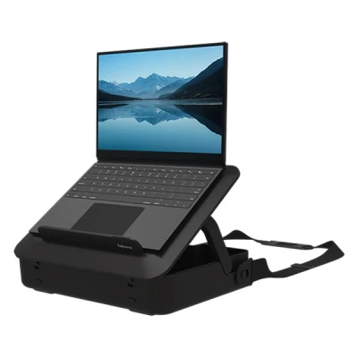 Image of Fellowes Portable Laptop Stand Carry Case Breyta™ 2 in 1 Design with 5 Height Adjustments Ideal for Hybrid Work 100% Recyclable White