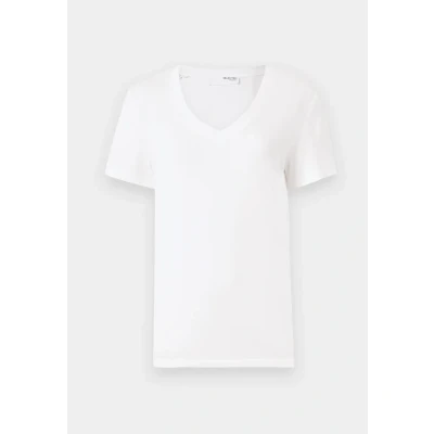 Image of SELECTED FEMME Women&#039;s Slfessential Ss V Neck Tee Noos T Shirt, Bright White, S
