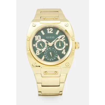 Image of Guess Prodigy Watch, Men&#039;s, Size: One Size, Green sunray/gold tone