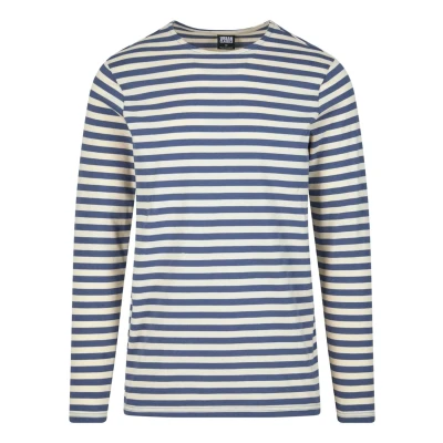 Image of Urban Classics Stripe LS Long sleeved top, Men&#039;s, Size: Medium, Whitesand vintageblue