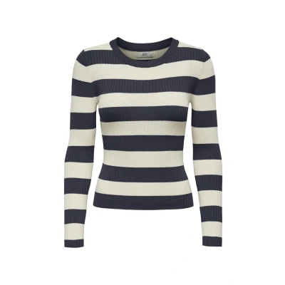 Image of JDY Oneck Stripe Jumper, Women&#039;s, Size: Small, Sky captain stripes:w eggnog stripes
