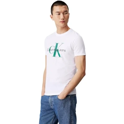 Image of Calvin Klein Jeans Seasonal Monologo TEE Print Tshirt, Men&#039;s, Size: XS, Bright white