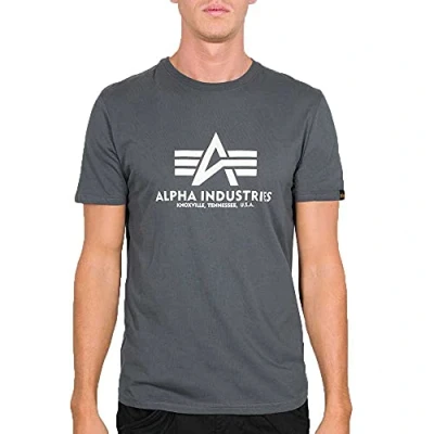 Image of Alpha Industries Print Tshirt, Men&#039;s, Size: Small, Anthrazit