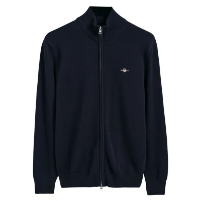 Image of GANT Men&#039;s Casual Cotton Zip Cardigan Sweater, Evening Blue, 4XL