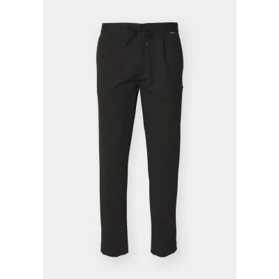 Image of Calvin Klein Comfort Tapered Pleat Trousers, Men&#039;s, Size: 38x32, Black