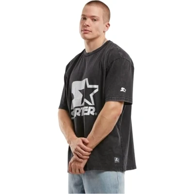Image of Starter LOGO Oversize TEE Print Tshirt, Men&#039;s, Size: Small, Black acid washed