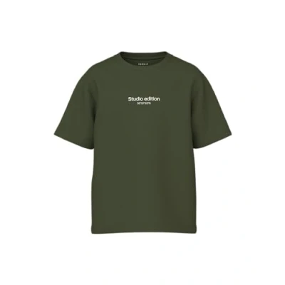 Image of Name it Regular FIT Print Tshirt for kids, Size: 11 12y, Rifle green