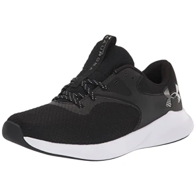 Image of Under Armour Charged Aurora 2 Training shoe, Women&#039;s, Size: 4.5, Black/metallic warm silver Textile/synthetics