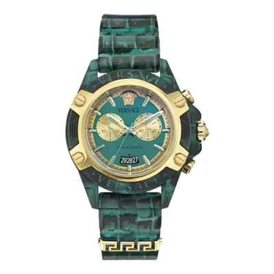 Image of Versace Unisex&#039;s Chronograph Swiss Quartz Watch with Plastic Strap VE8P00324, Blue, Modern