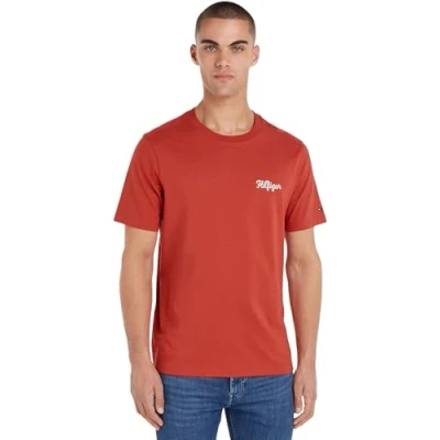Image of Tommy Hilfiger Chainstitch Basic Tshirt, Men&#039;s, Size: Medium, Terra red