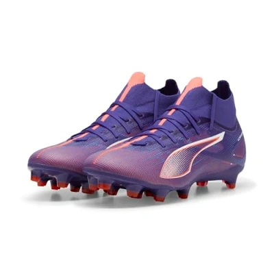 Image of Puma Ultra 5 Match Laceless FG/AG Moulded stud football boots, Women&#039;s, Size: 4, Lapis lazuli/white/sunset glow Textile/synthetics