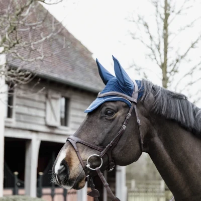 Image of Kentucky Horsewear Wellington Basic Velvet Fly Hat Navy Blue
