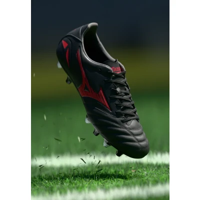 Image of Mizuno MORELIA NEO IV PRO MIX Football Shoes Black/MORELIA 40th Red/Black Women/Men Size 8,5