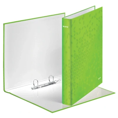 Image of Leitz A4 2 Ring Binder, Holds up to 230 Sheets, WOW Range, 25 mm Spine, Green, 42410054