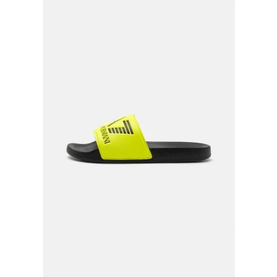 Image of EA7 Emporio Armani Unisex Pool slides, Size: 8, Yellow fluo/black Synthetics