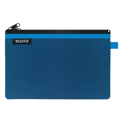 Image of Leitz Wow 2 Pocket Pencil Case, Nylon Zip, Washable, Ideal Storage, Large (23x15cm) Blue