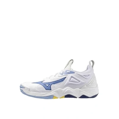 Image of Mizuno WAVE Momentum 3 Volleyball shoes, Men&#039;s, Size: 10, White/bellwether blue/bel air blue Textile/synthetics