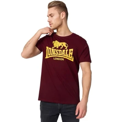 Image of Lonsdale Normale Passform LOGO Print Tshirt, Men&#039;s, Size: XXL, Vintage oxblood
