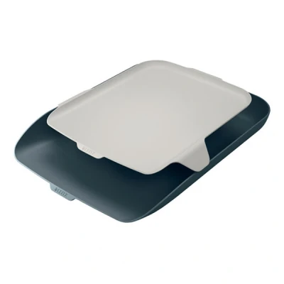 Image of Leitz Cosy Series A4 Letter Tray with Organiser, Pack of 4, Velvet Grey, 52590089